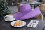 Raffia Curve Brim Hat Large Brim in Lavender Water Madagascan