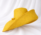 Raffia Curve Brim Hat Large Brim in Lemon Glacier Madagascan