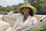 Raffia Curve Brim Hat Standard Brim in Olive Green Madagascan