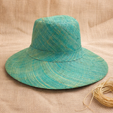 Flat Brim Raffia Sunhat in Waterfall Madagascan