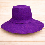 Flat Brim Raffia Sunhat in Deep Purple Madagascan