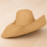 Raffia Curve Brim Hat Large Brim in Sand Madagascan