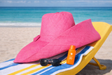 Raffia Curve Brim Hat Large Brim in Rose Pink Madagascan