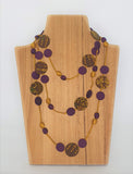 LONG SILK NECKLACE WITH IKAT CIRCLES 1.8m Khmer Cambodian