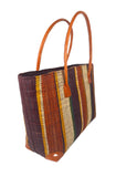 Raffia Striped Handbag Large in Chocolate Box Madagascan