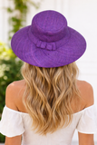 Flat Brim Raffia Sunhat in Dark Iris Madagascan