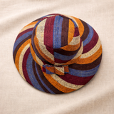 Flat Brim Raffia Sunhat in Candy Cane Madagascan