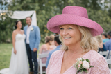 Raffia Curve Brim Hat Standard Brim in Mauve Madagascan