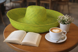 Raffia Curve Brim Hat Large Brim in Kiwi Green Madagascan