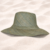 Flat Brim Raffia Sunhat in Powder Blue Madagascan