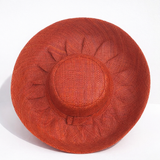 Raffia Curve Brim Hat Standard Brim in Dark Rust Madagascan