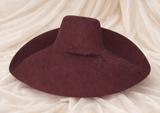 Raffia Curve Brim Hat Large Brim in Dark Burgundy Madagascan