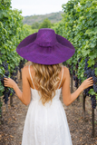 Raffia Curve Brim Hat Large Brim in Purple Madagascan