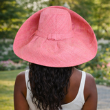 Raffia Curve Brim Hat Standard Brim in Carnation Pink Madagascan