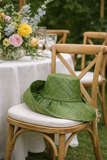 Raffia Curve Brim Hat Standard Brim in Bottle Green Madagascan