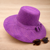 Flat Brim Raffia Sunhat in Orchid Purple Madagascan