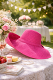 Raffia Curve Brim Hat Large Brim in Mulberry Madagascan
