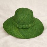 Flat Brim Raffia Sunhat in Forest Green Madagascan