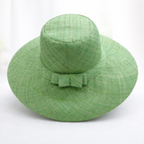 Flat Brim Raffia Sunhat in Pale Green Madagascan