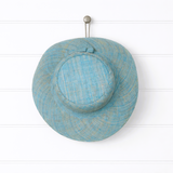Flat Brim Raffia Sunhat in Light Blue Madagascan