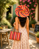 Raffia Curve Brim Hat Large Brim in Fruit Salad Madagascan
