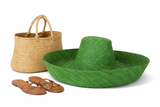 Raffia Curve Brim Hat Large Brim in Kelly Green Madagascan