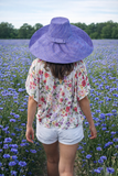 Raffia Curve Brim Hat Large Brim in Deep Cornflower Madagascan