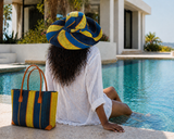 Raffia Striped Handbag Large in Gum Drops Madagascan