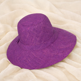 Flat Brim Raffia Sunhat in Purple Madagascan