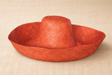Raffia Curve Brim Hat Large Brim in Dark Rust Madagascan