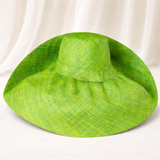 Raffia Curve Brim Hat Large Brim in Apple Green Madagascan