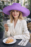Raffia Curve Brim Hat Large Brim in Lavender Water Madagascan