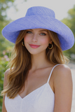 Raffia Curve Brim Hat Standard Brim in Light Cornflower Blue