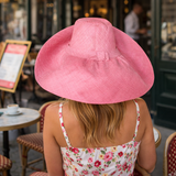 Raffia Curve Brim Hat Large Brim in Cotton Candy Madagascan