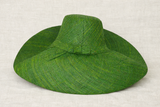 Raffia Curve Brim Hat Large Brim in Forest Green Madagascan