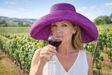Raffia Curve Brim Hat Standard Brim in Grape Madagascan