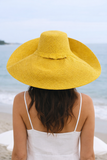 Raffia Curve Brim Hat Large Brim in Lemon Glacier Madagascan