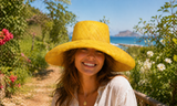 Raffia Curve Brim Hat Standard Brim in Yellow Madagascan