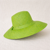 Flat Brim Raffia Sunhat in Apple Green Madagascan