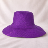 Flat Brim Raffia Sunhat in Dark Iris Madagascan