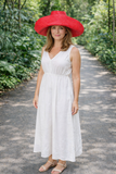 Raffia Curve Brim Hat Large Brim in Cherry Red Madagascan