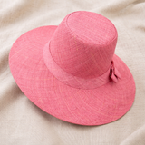 Flat Brim Raffia Sunhat in Baby Pink Madagascan