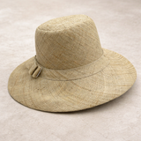 Flat Brim Raffia Sunhat in Oyster Grey Madagascan