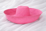 Raffia Curve Brim Hat Large Brim in Carnation Pink Madagascan