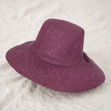 Flat Brim Raffia Sunhat in Eggplant Madagascan