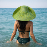Raffia Curve Brim Hat Large Brim in Avocado Madagascan