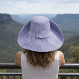 Raffia Curve Brim Hat Standard Brim in Light Steel Blue Madagascan
