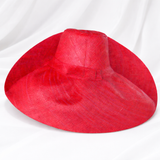 Raffia Curve Brim Hat Large Brim in Cherry Red Madagascan