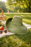 Raffia Curve Brim Hat Large Brim in Avocado Madagascan