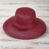 Flat Brim Raffia Sunhat in Dark Raisin Madagascan